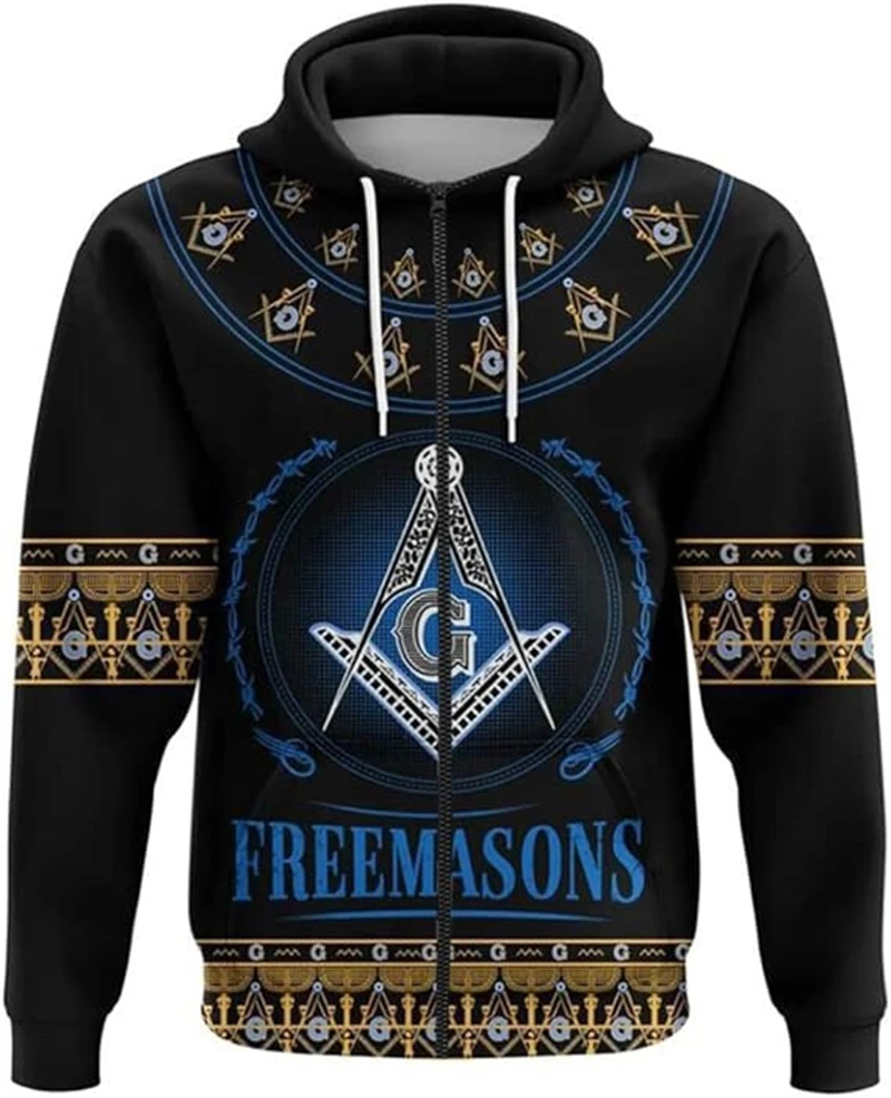 

Freemasons Hoodies 3D Print Men Zip Hoodie Pullover Sweatshirts Casual Long Sleeve Cool Streetwear Tops Harajuku Fashion Hooded