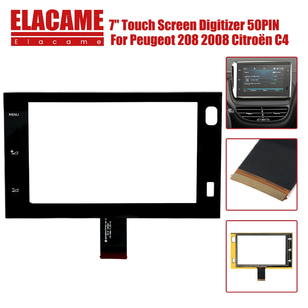 

For Peugeot 208 2008 Citroën C4 Lounge 7 Inch 50 Pin Touch Screen Panel Multi-media Radio Player GPS Navigation Parts