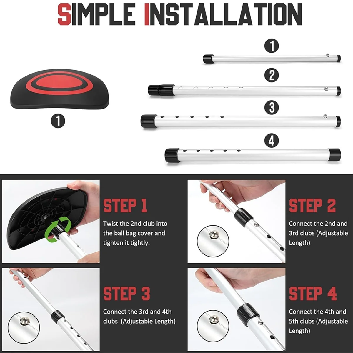 (ABYM) Portable Golf Travel Bag Support Pole,Umbrella Anti-Impact Support Cover Protector and Rod, Golf Club Travel Bag Support