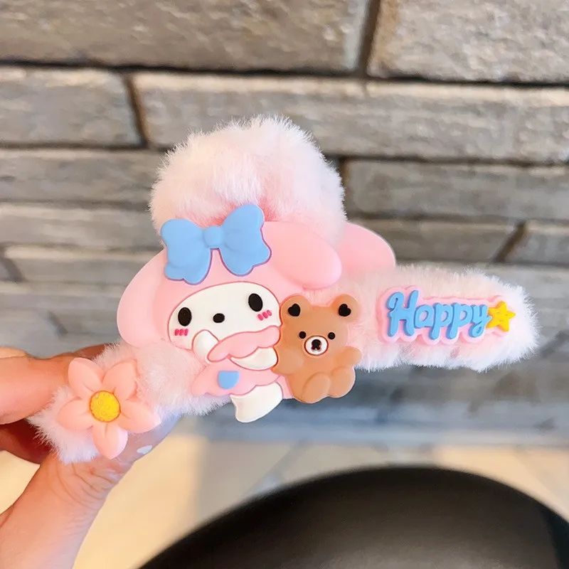 Plush Series Sanrio Hello Kitty Hair Claws Girl Kawaii Kuromi Hair Clips Women Cinnamoroll Hairpins Kids Christmas Birthday Gift