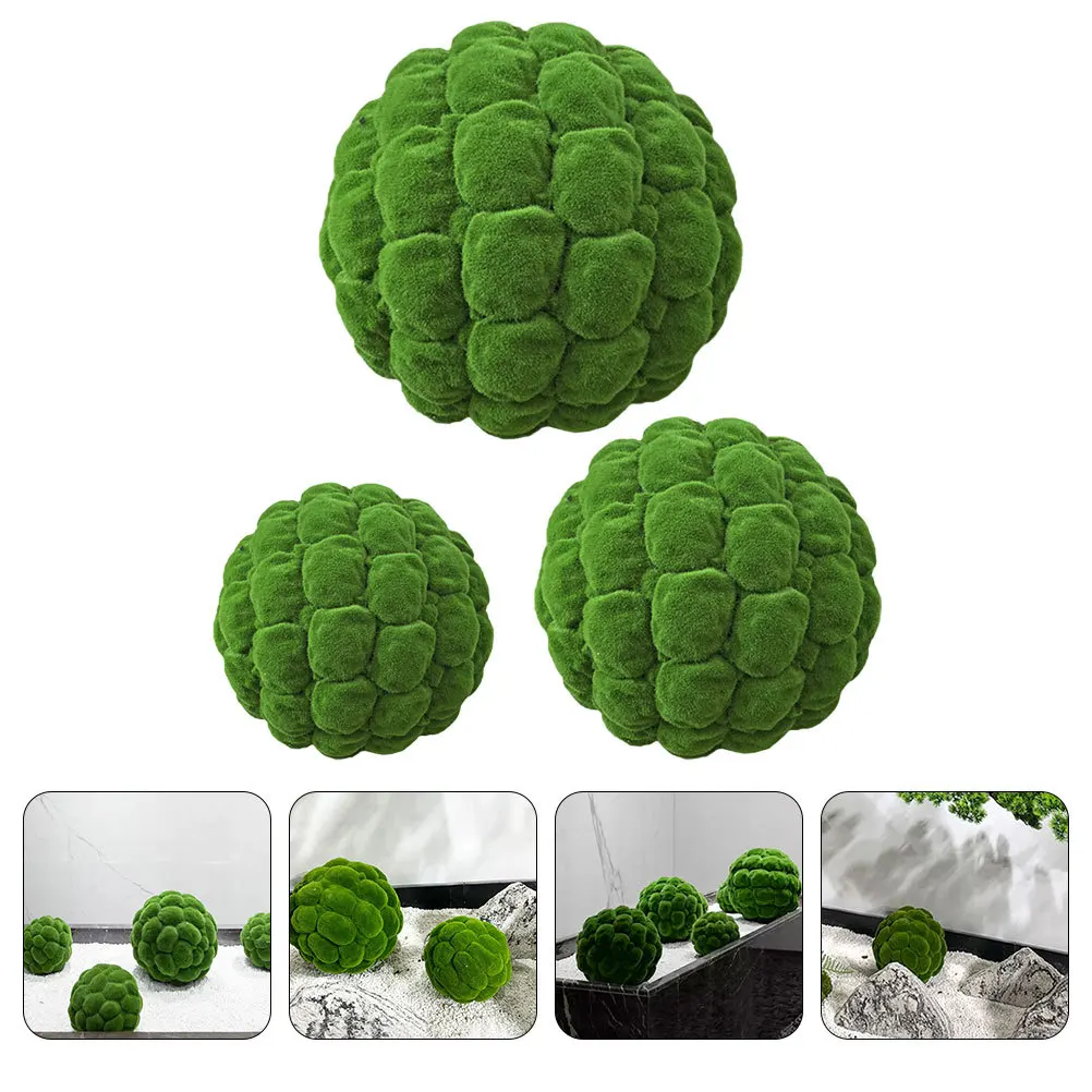 

3Pcs Faux Moss Decorative Balls Preserved Greenery Fillers for Bowl Centerpiece Indoor Plant Arrangement Decorative Grass