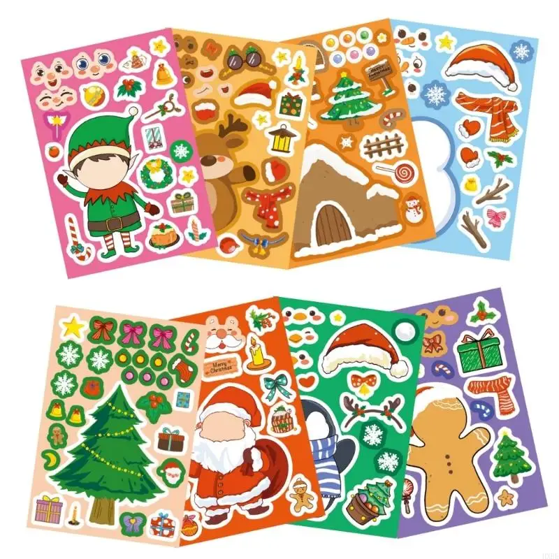 2025 New Christmas Cartoon Stickers 24PCS DIY Puzzle Decals For Kids Craft Projects And Party Fun