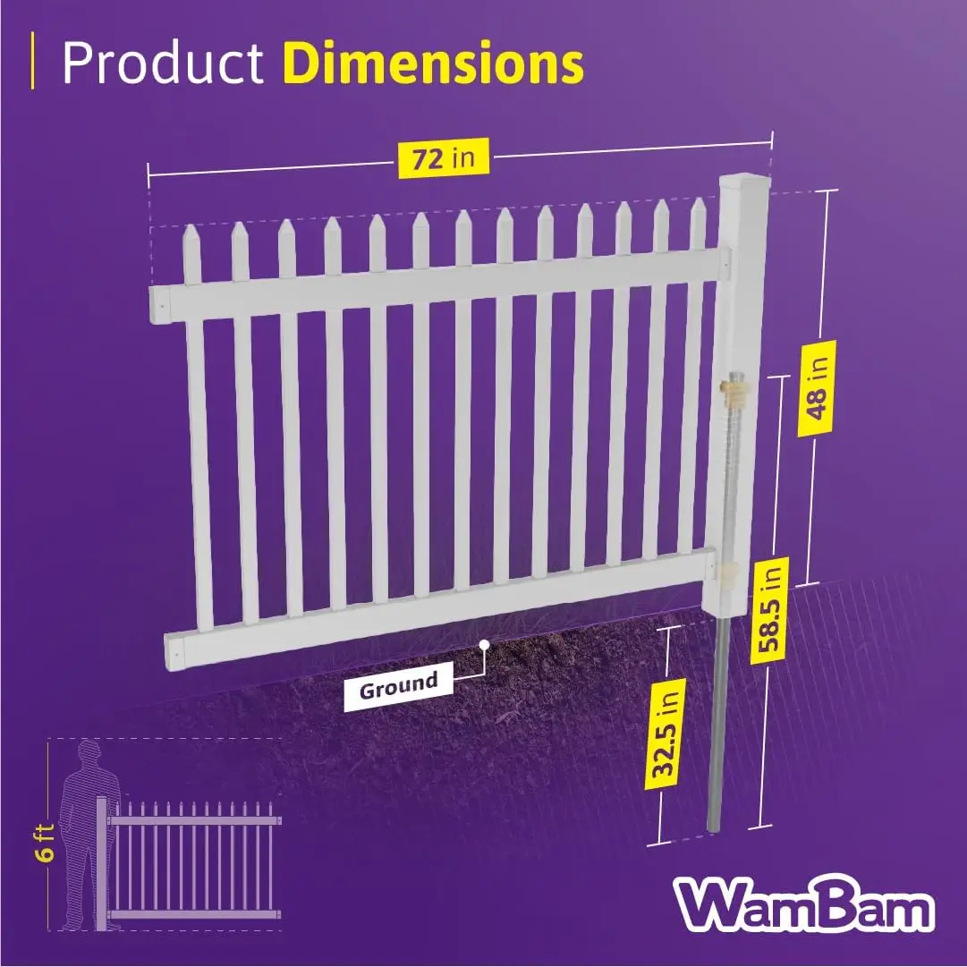 4 أقدام ارتفاع × 6 أقدام عرض (1 لوحة + 1 عمود) طقم سياج نانتوكيت دافئ بدون حفر، طقم لوحة سياج سهلة التركيب بنفسك