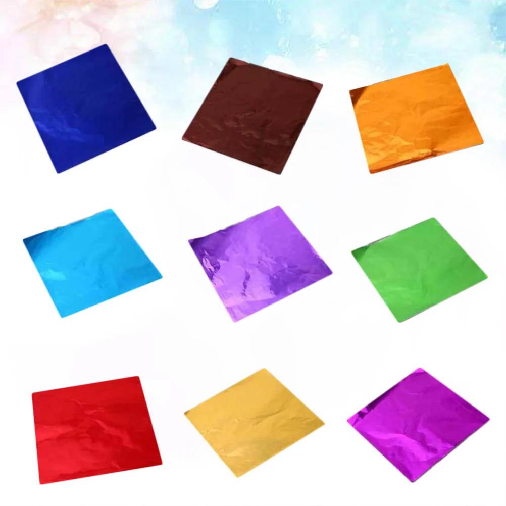 9 Packs Chocolate Food-Grade Aluminium Foil Paper Colorful Smooth Surface Wrapping Paper for Packaging Candy Bath Gift Pac