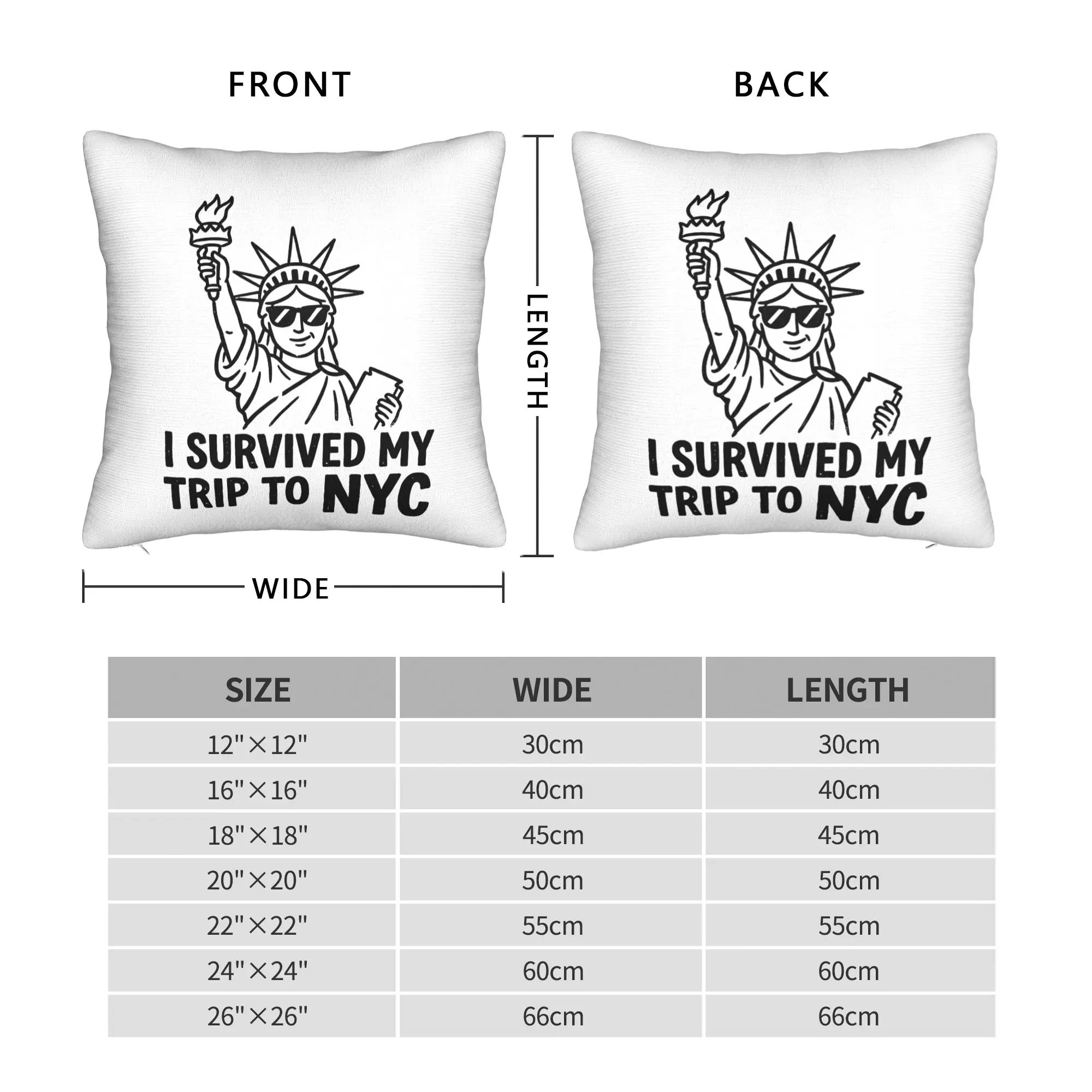 I survived my trip to NYC  Square Pillow Covers Polyester Bed Car New York Travel Souvenir  Cushion Case Home Pillowcase 40*40