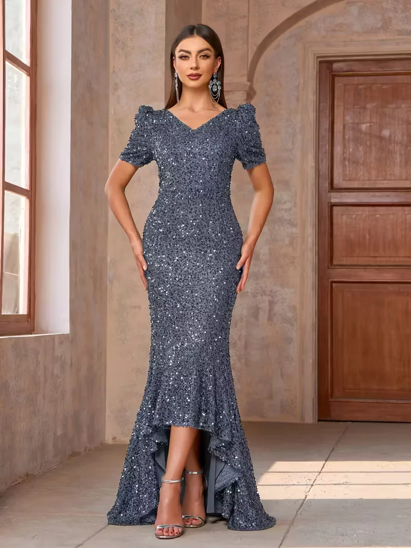 Elegant Women's Sequin Evening Gown - Perfect for Birthdays, Parties, Hosting, Dinners, Weddings