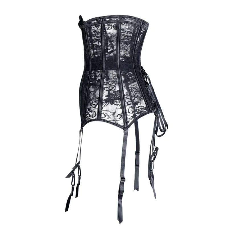 Underbust Corset Top With Suspenders Lingerie Sexy Women Waist Cincher Bustier Breathable Lace Shape Body Garter Belt Plus Size