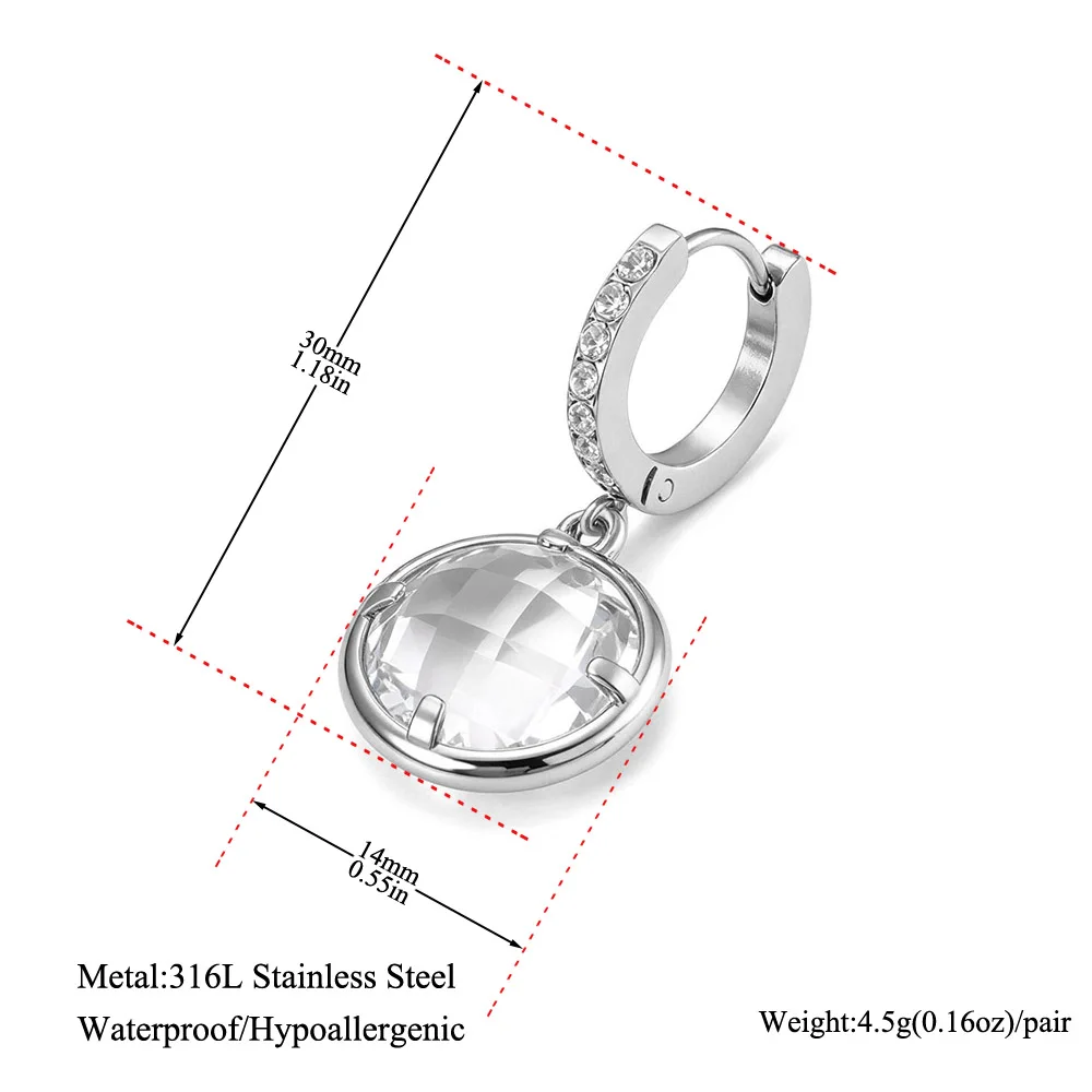 JeeMango Hochwertige runde Ohrringe aus tschechischem Glas aus Edelstahl für Damen, vergoldet, exquisiter Hochzeitsschmuck E26109 – Detail 2