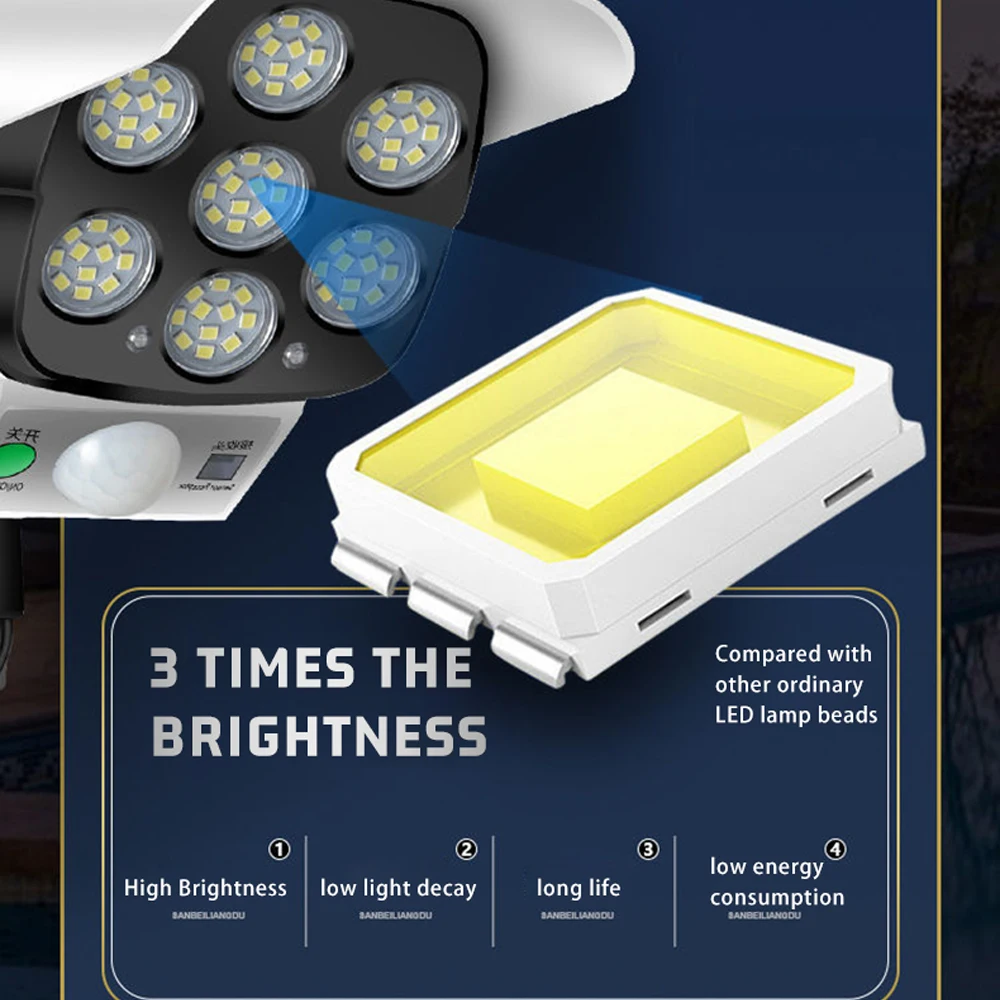 Powerful Solar Wall Light Outdoor Spotlight Monitor With Motion Sensor Street Lamp 500W With 5M Solar Panel Lighting For Garden