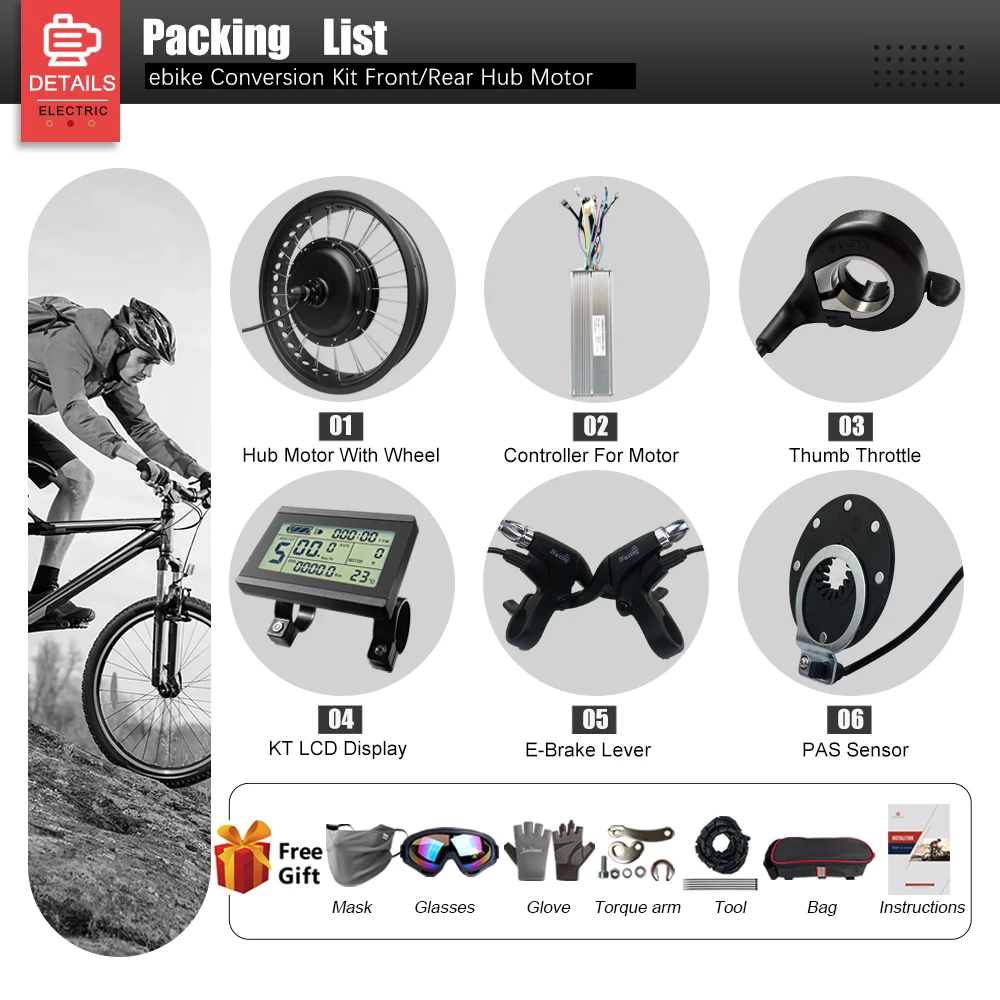 48V 2000W Electric Fat Bike Kit 20 24 26inch 4.0Tyre Brushless Non-gear Rear Hub Motor Wheel  Dropout 190mm For Snow eBike kit