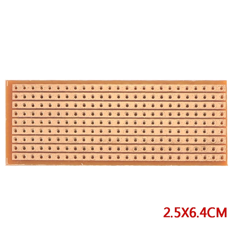 5/10 قطعة 2.5x6.4 سنتيمتر جانب واحد لوحة دارات مطبوعة لتقوم بها بنفسك تجربة عالمية مصفوفة لوحة دوائر كهربائية صف واحد ثقب مستمر 25x64 مللي متر #3