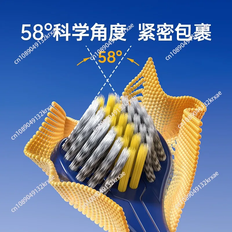 Three-sided spiral soft-bristled toothbrush, adult 6-pack, shaveable tongue coating, three-head package, family pack