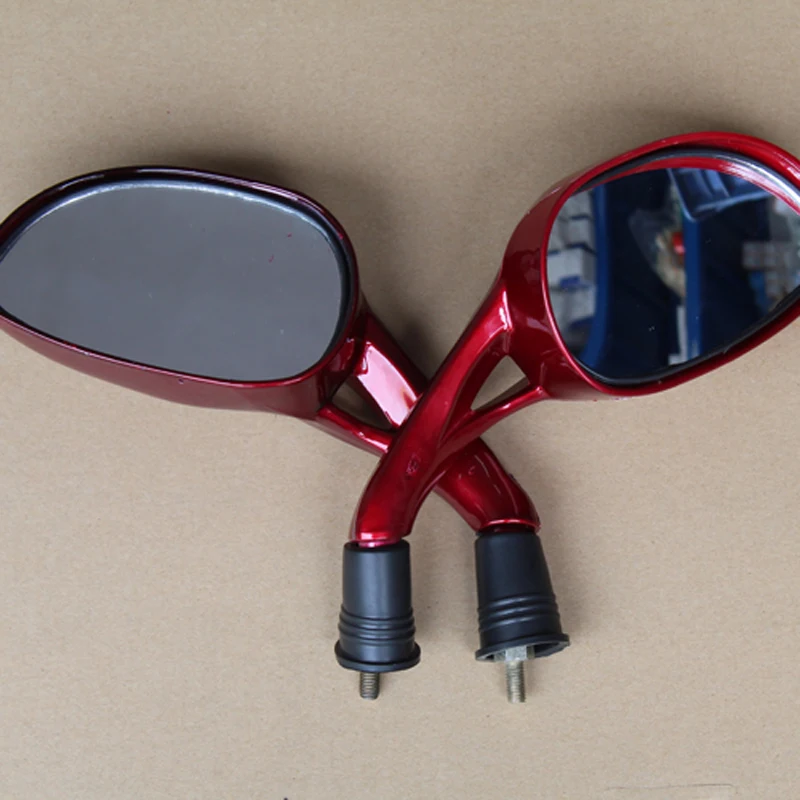 Motorcycle Side Mirrors for Kymco Haojue Suzuki Qingqi Honda Baotian Jonway 50cc-150cc Motorbikes 8mm Diameter Red Back Mirrors