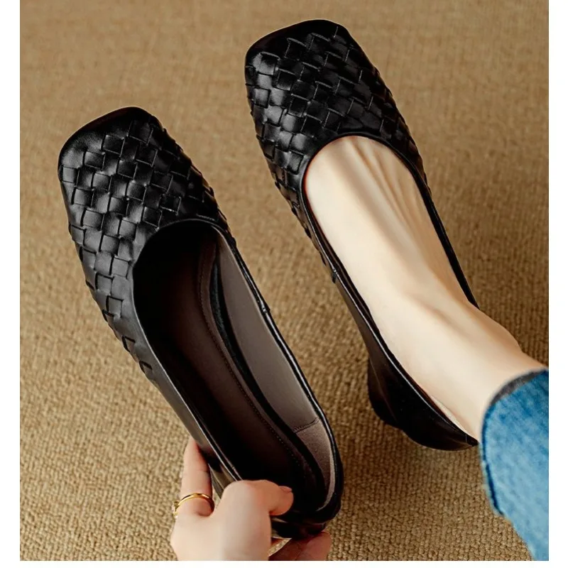 

Woman Fashion Heeled Sandals Summer Dress Shallow Shoes Weave Retro Women Shoes 2026 New Designer Trend Walking Zapatos De Mujer