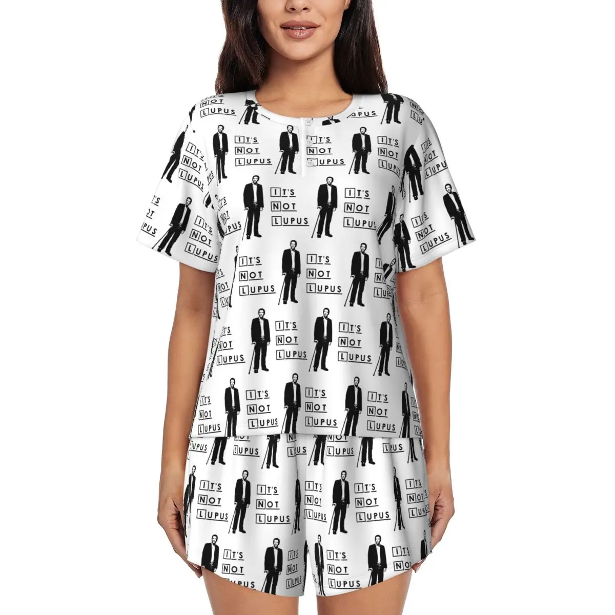 

Dr House - Ночные рубашки с круглым вырезом и короткими рукавами It's Not Lupus для сна, женские свободные пижамные комплекты с короткими брюками