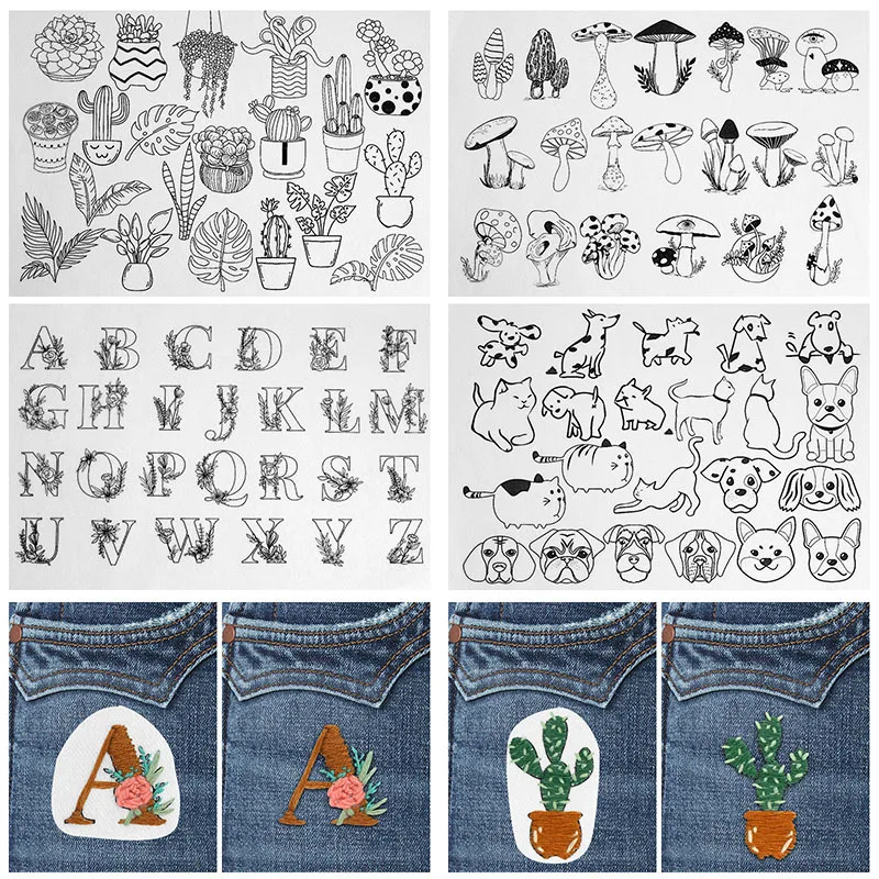 Estabilizadores de costura a mano A4, 4 hojas, estabilizador Soluble en agua para lavado, máquina de desgarro, estabilizadores de bordado con patrones