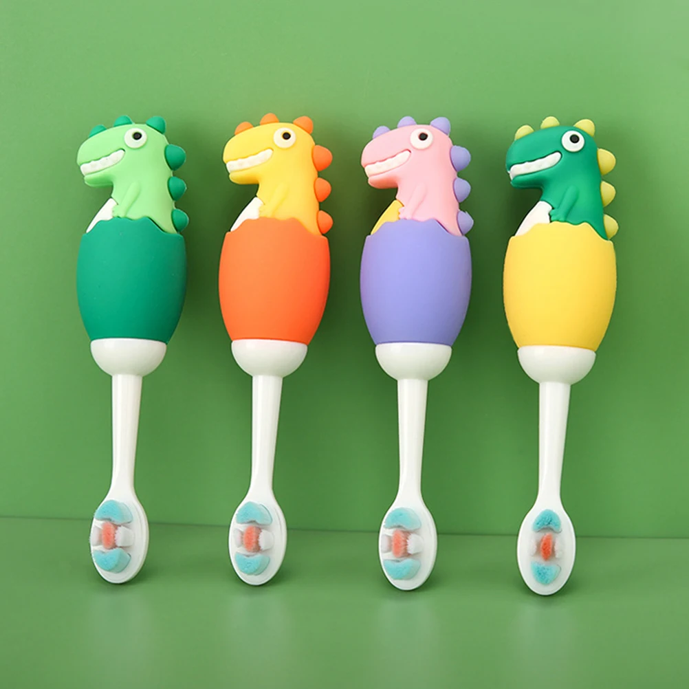 

Lovely Cartoon Dinosaur Silicone Kids Toothbrush Oral Cleaning Brush For Boys Girls Children Soft Bristles Portable Mini Size