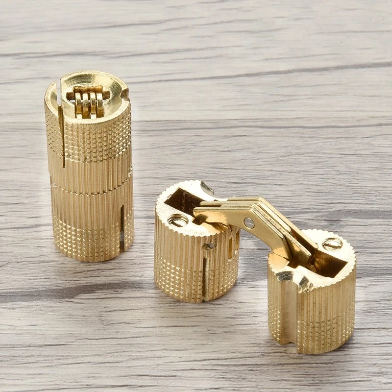 مفصلات خزانة نحاسية - مفصلات أبواب غير مرئية مخفية أسطوانية 8-18 مم لصندوق هدايا الأجهزة والأثاث #3