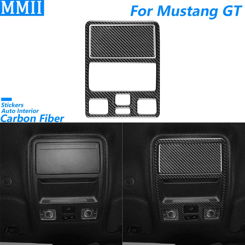 

For Ford Mustang GT 2024 2025 Carbon Fiber Roof Reading Light Lamp Panel Trim Cover Car Interior Accessories Decoration Sticker