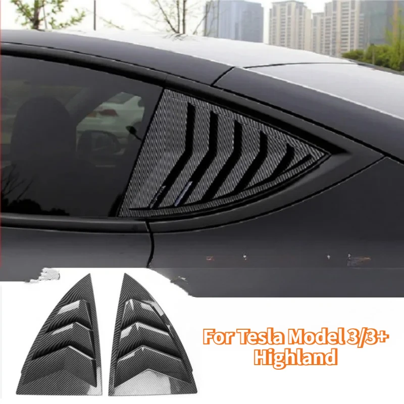 Rear Side Blind Window for Tesla Model 3/3+ Highland 2017-2025 Rear Triangle Window Spoiler Louver Shutter Cover Car Accessories