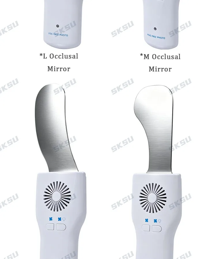 SKSU Dental-Antibeschlagspiegel-Set, beschlagfrei, intraorale Fotografie, Edelstahlspiegel mit LED-Licht, kieferorthopädische Reflektoren – Detail 6