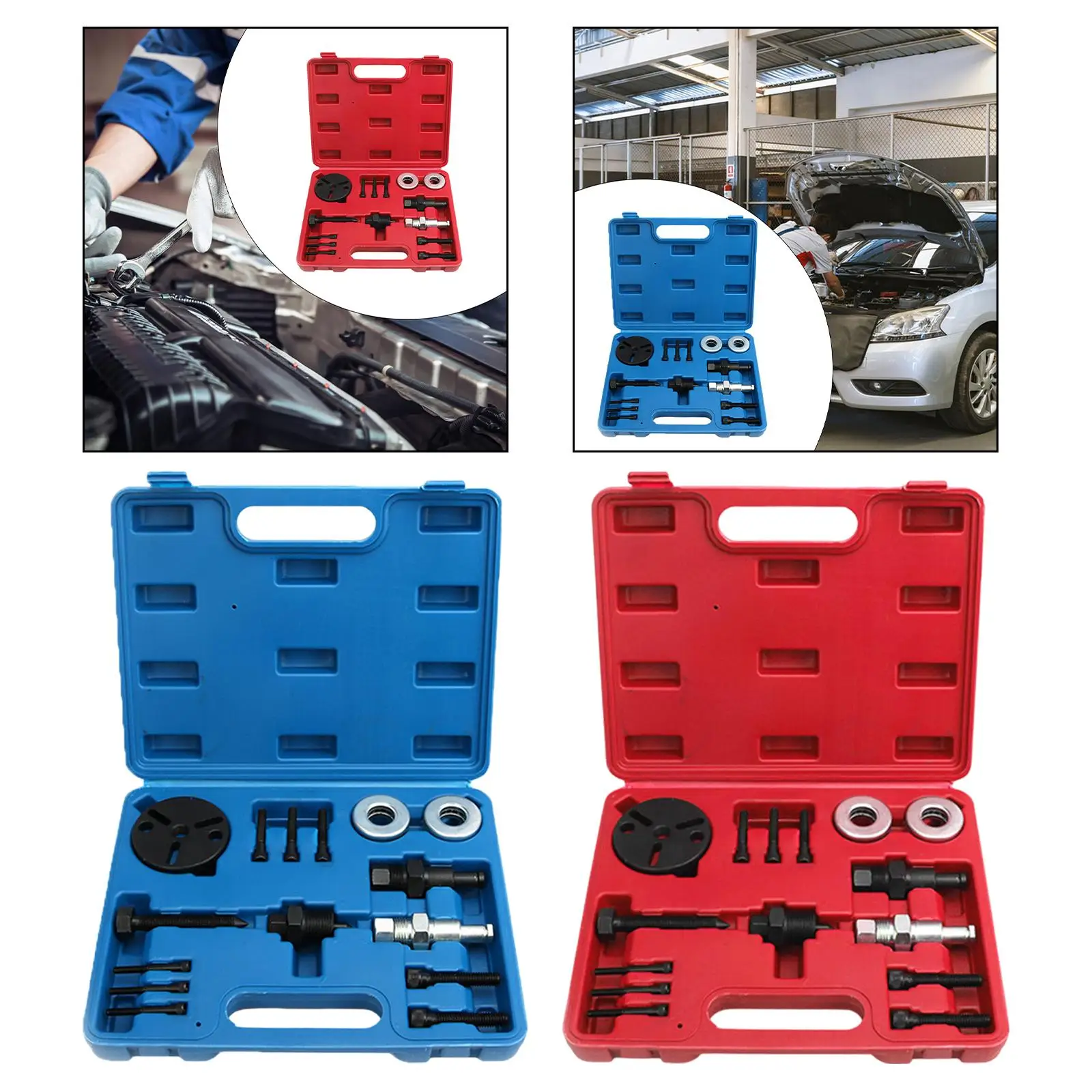 A/C Compressor Clutch Rebuild Removal Tool Set Comprehensive Clutch Puller Organized Tool Set for Vehicles Air Conditioning