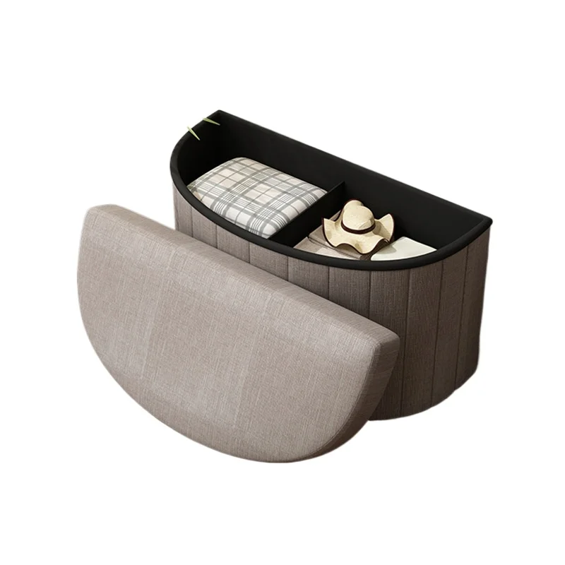 Home Storage Ottoman for Clothing Closet Bedroom Living Room Entryway Shoe Changing Bench Foldable Fabric Upholstered