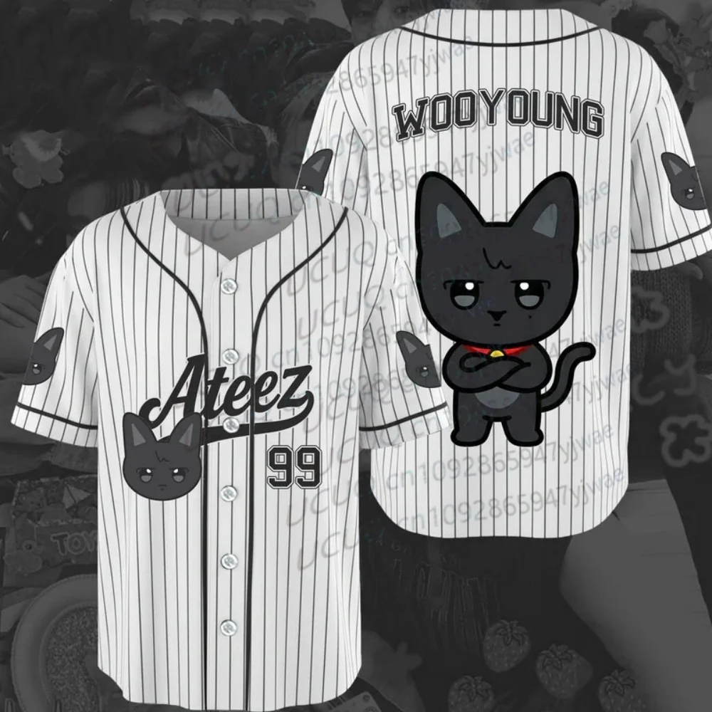 Summer Men's Women's Ateez Aniteez Characters Baseball Jersey Girl Casual Sports 3D Print Graphic T-Shirt Kpop Fans Gifts