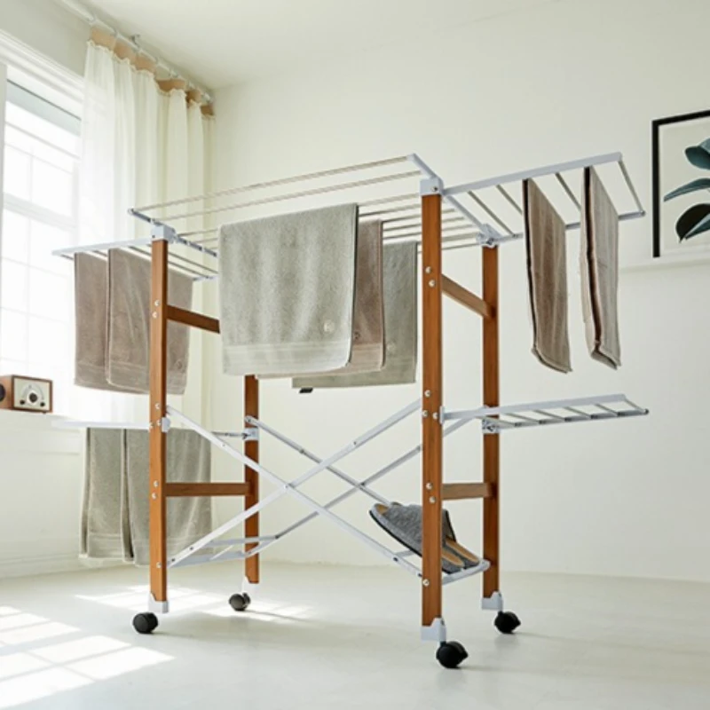 Folding Clothes Racks Floor Stainless Steel Drying Rack Balcony Extendable Clothes Hangers Organizer Space Saving Drying Stand
