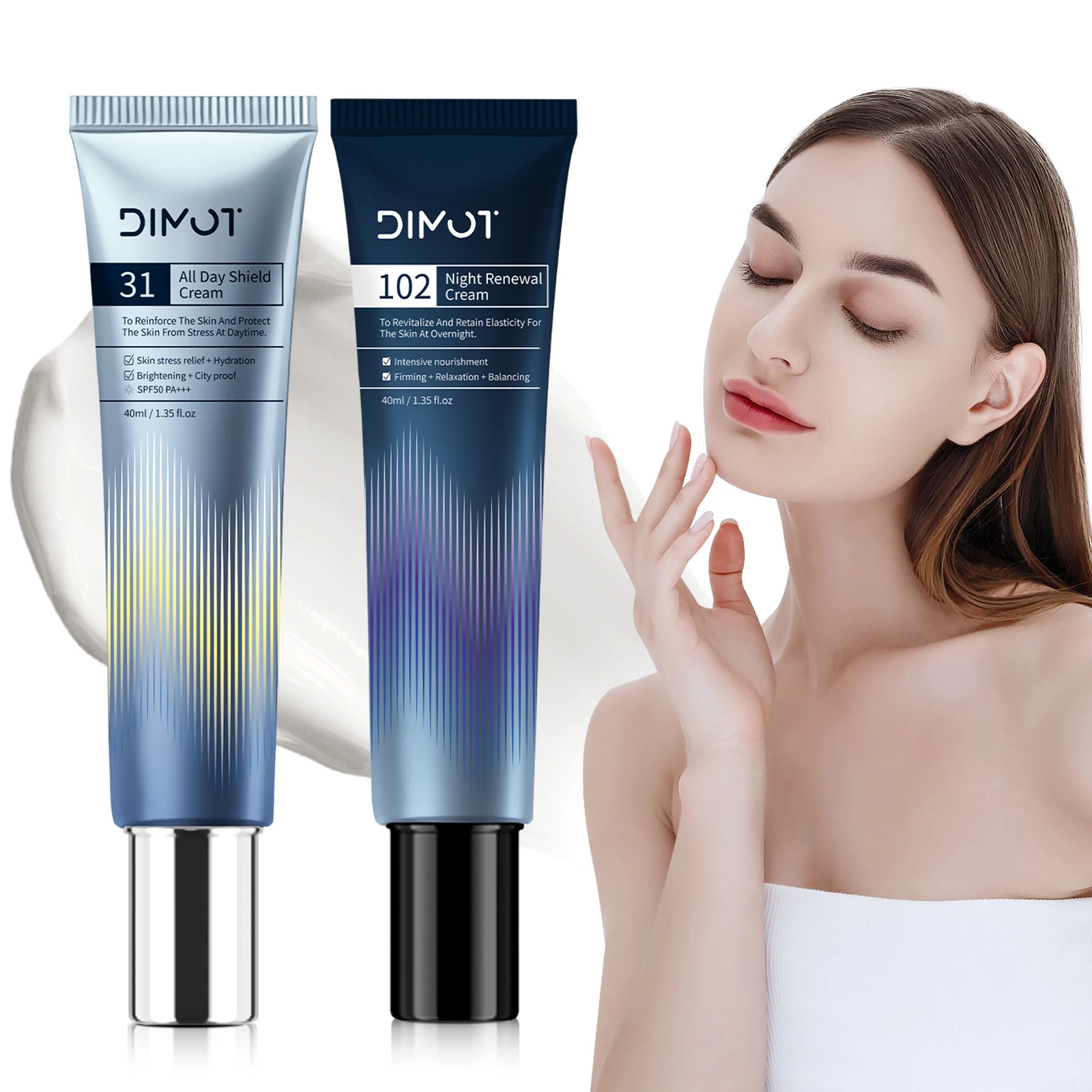 

DIMOT Day And Night Face Cream Facial Moisturizer Hyaluronic Acid Collagen Centella Asiatica Face Tighten The Skin Care Products