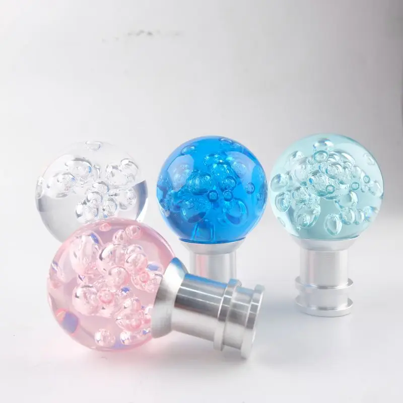 Car modified acrylic crystal bubble shift head round transparent manual shift head blue powder black and white green