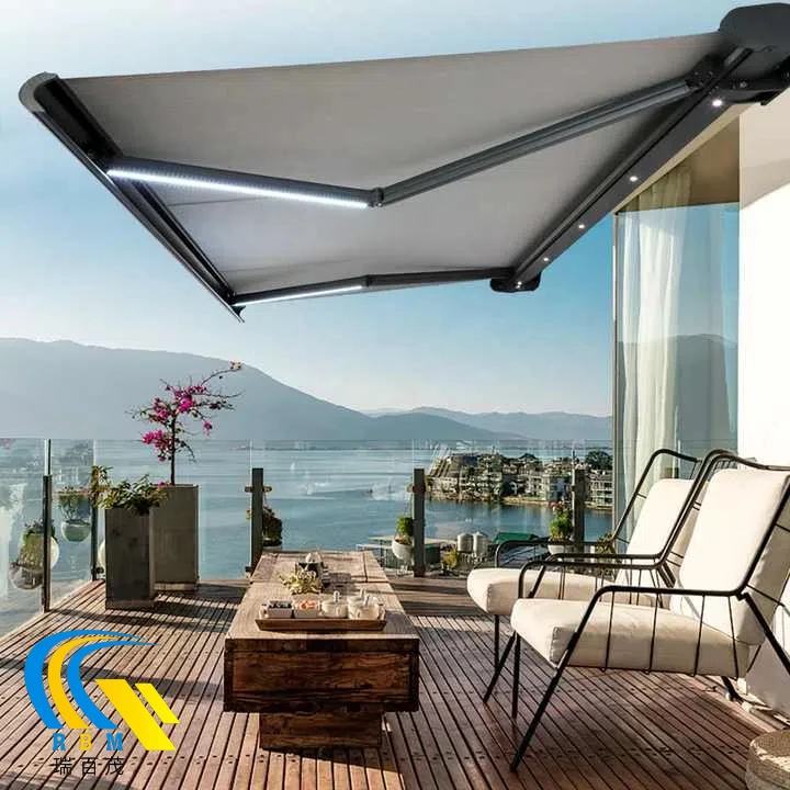 

Manual Electric Waterproof Sun Shade Full Cassette Awning Caravan Retractable Awning Outdoor With Led Light