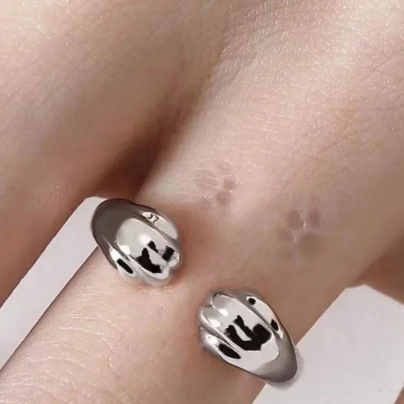 Anillo con estampado de pata de gato, estampado de gato fantástico, Color plateado, diseño de estilo Simple, anillos para mujer, joyería de regalo de fiesta para mujeres y niñas
