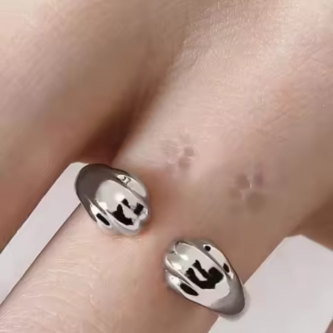 Cat Paw Print Ring Fantastic Cat Imprint Silver Color Simple Style Design Women's Rings Cute Women Girls Party Gift Jewelry