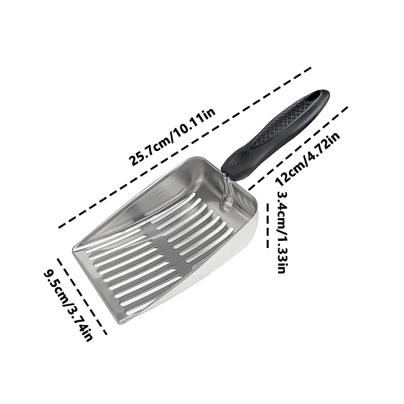 Pet Cleaning Tool Metal Aluminum Alloy Cat Litter Scoop Stainless Steel Durable Handle Pet Poop Shovel