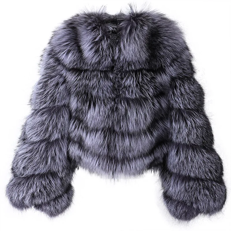 Maomaokong 2023 Luxury Fashion Natural Silver Fox Real Fur Coat Women Leather Fur Winter Jacket Vest Female Clothing Outerwear