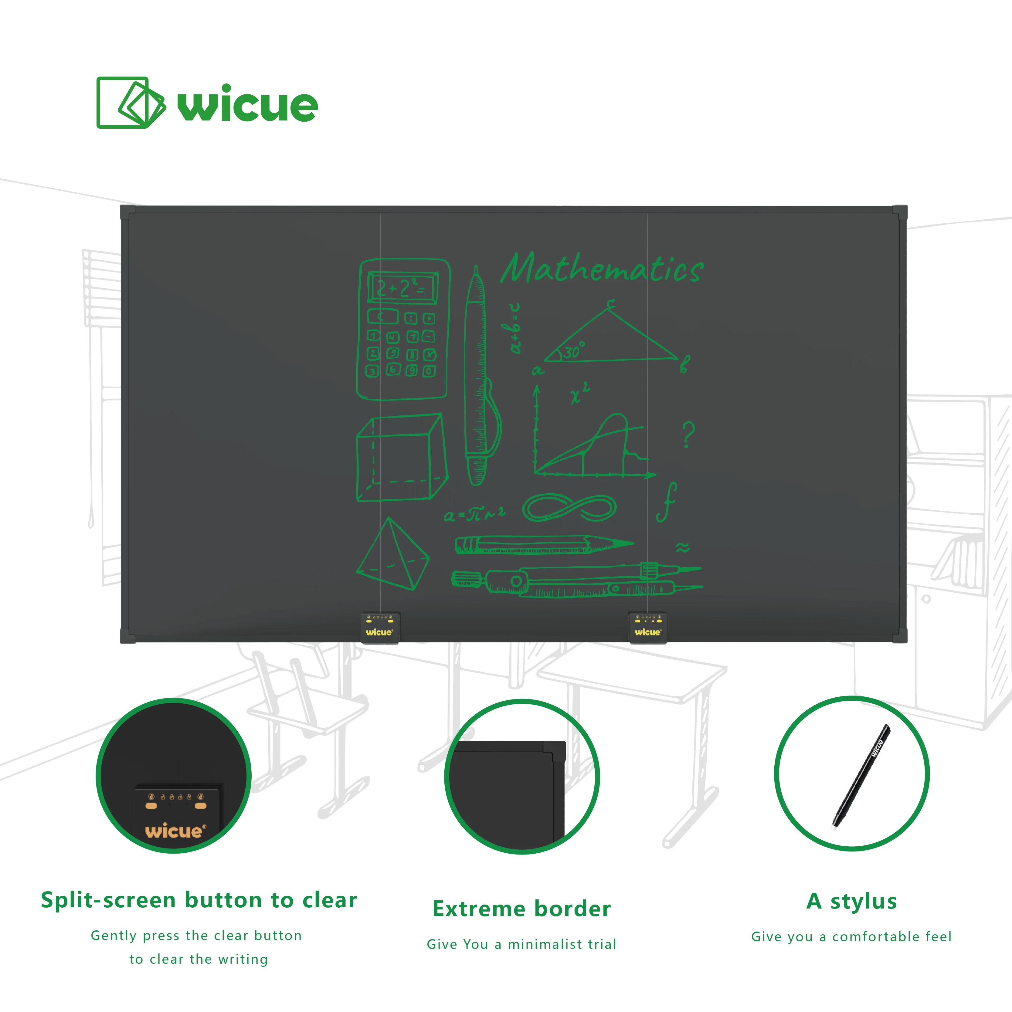 Wicue 80-Inch Lcd Blackboard Large Size Education Office Lcd Screen Writing Tablet Digital Graphic Drawing Tablet Whiteboard