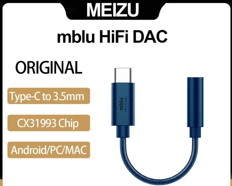 Original Meizu mblu HiFi DAC/mblu HiFi DAC Pro Earphone Amplifiers Adapter Hifi TYPE C To 3.5MM Audio Adapter CX31993 Chip 600Ω