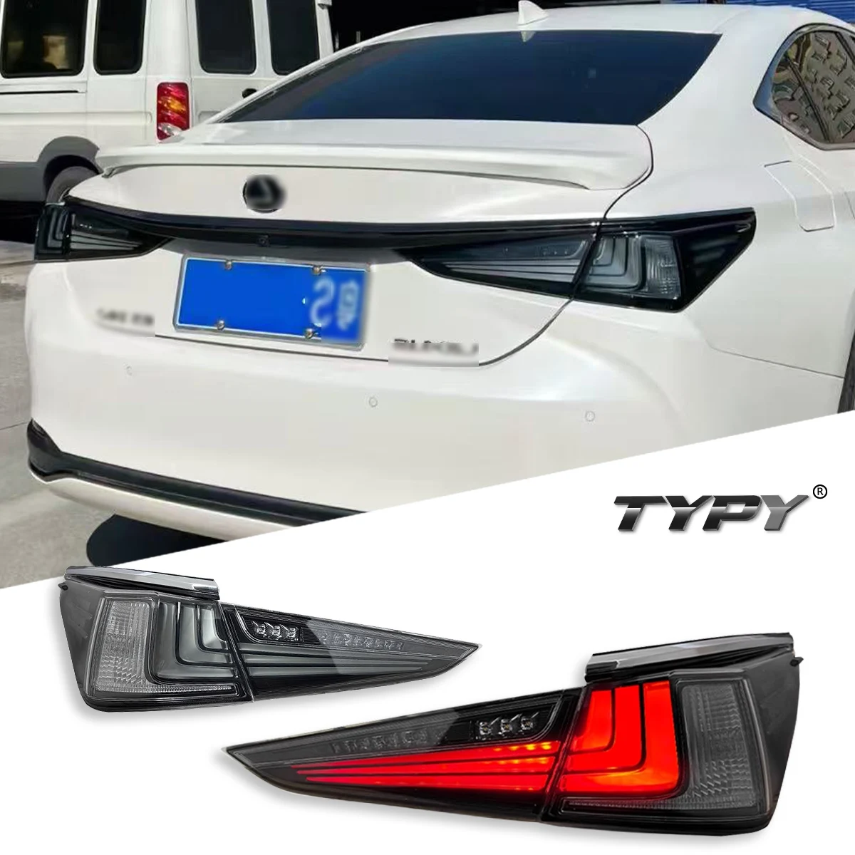 

TYPY Автомобильный светодиодный задний фонарь для Lexus ES250 2018-2025, обновление, модифицированный для нового DRL, динамический указатель поворота, светодиодный задний фонарь, автоаксессуары