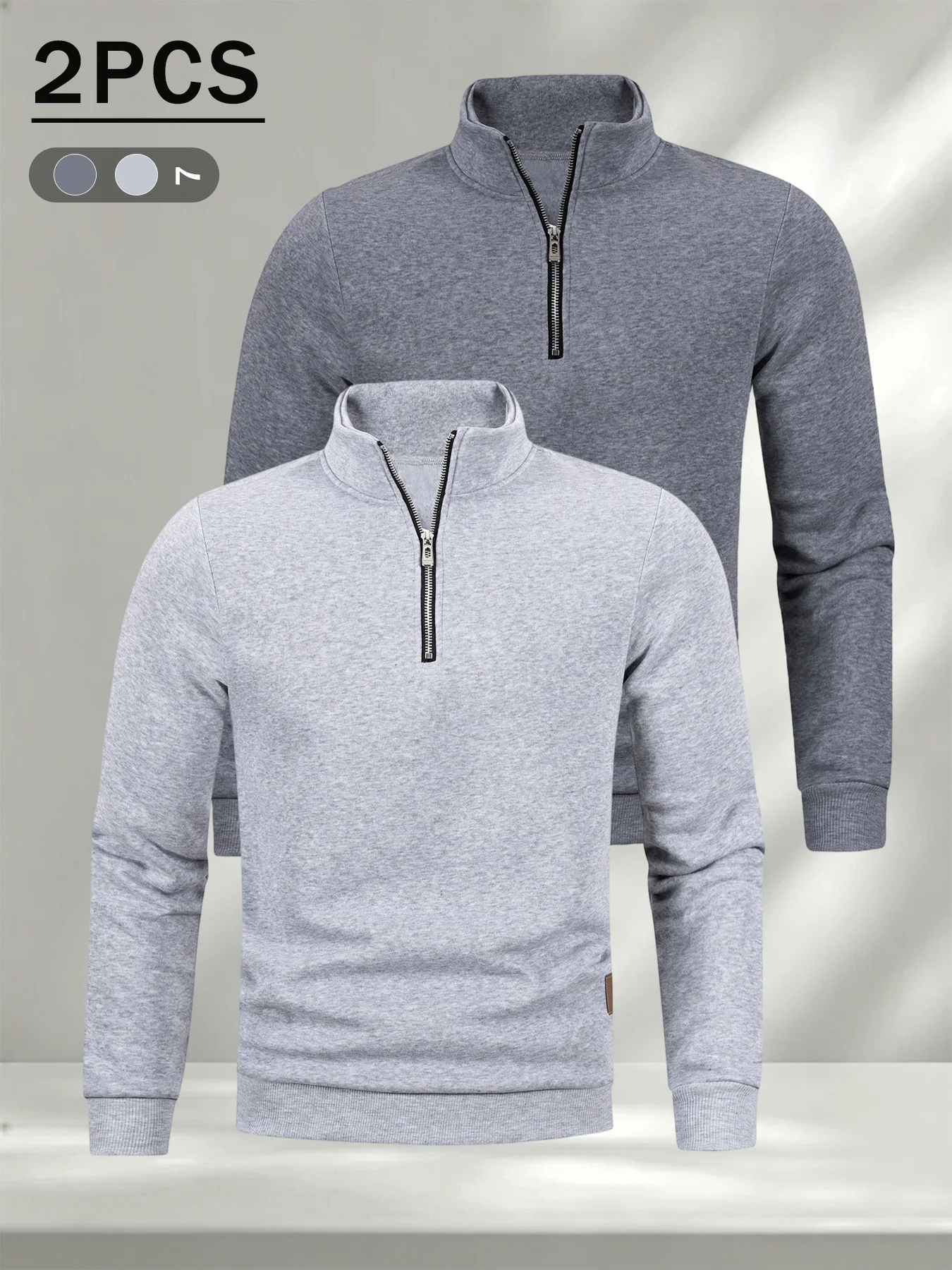Mens Fashion Quarter Zip - 2 ensembles de sweat-shirts classiques à