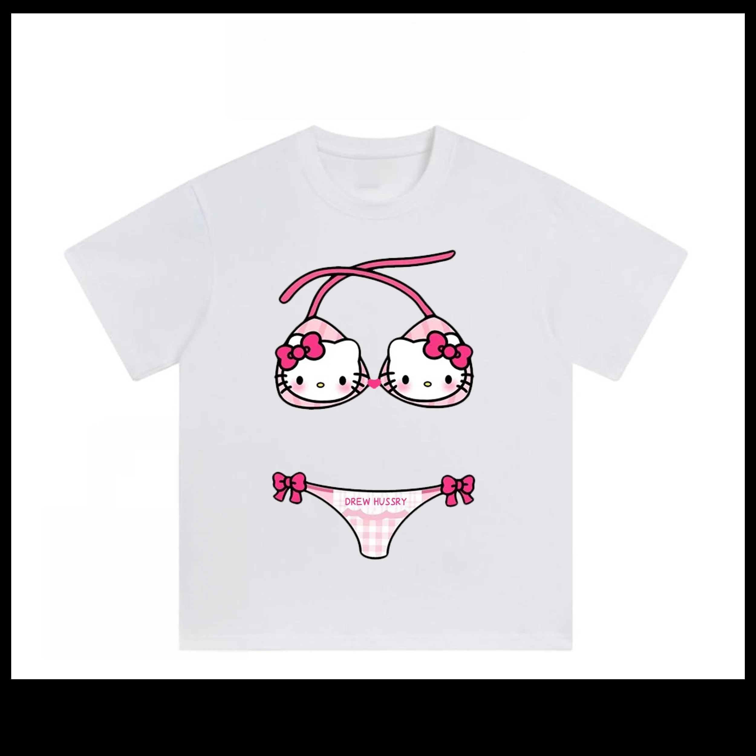 

Сексуальная футболка с принтом Hello Kitty 2025 года, забавный топ для свиданий с 3D принтом, хипстерская футболка большого размера для косплея для девочек-гангстеров