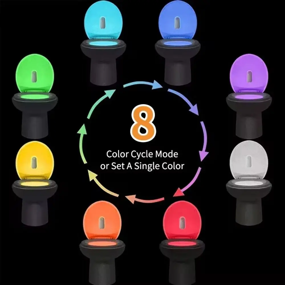 Neue 8 Farbwechsel Toilette Nachtlicht Wasserdicht 2in1 LED Wc Licht Motion Sensor Motion Sensor Licht Badezimmer Dekoration