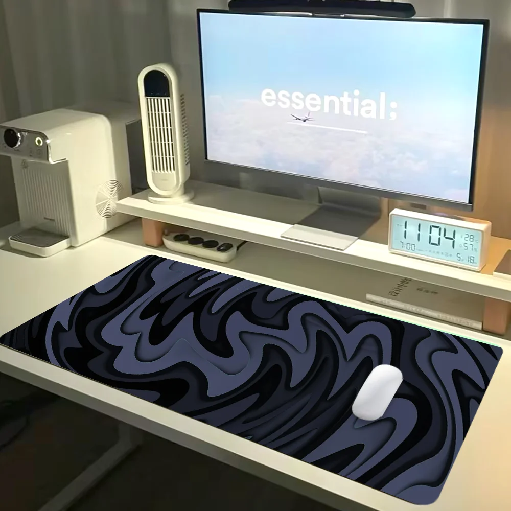 Abstract Design Mouse Pad Large Gaming Desk Mat Desk Accessories Keyboard Pad With Non-Slip Rubber Base Stitched Edge Deskpad