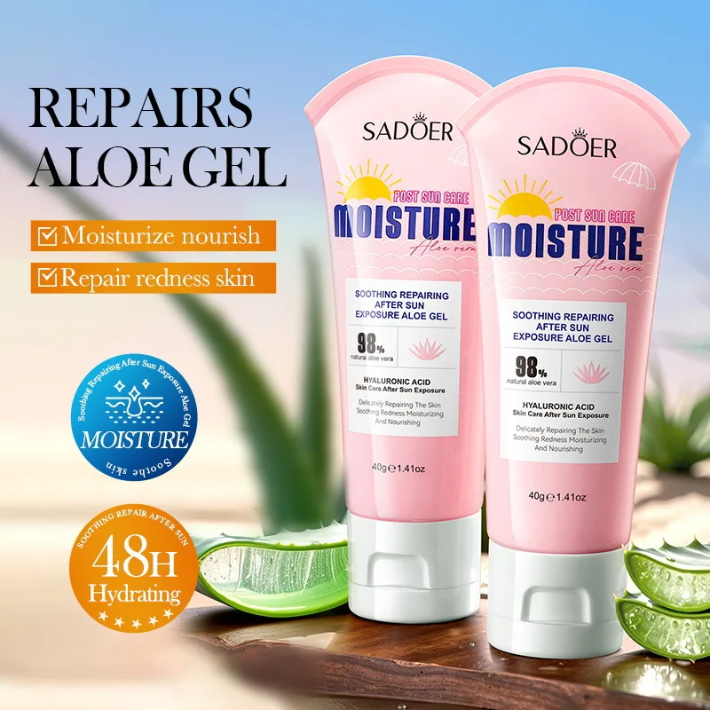 Gel Reparador Calmante con Aloe Vera para Después del Sol - Humectante de Rápida Absorción con Centella Asiática y Caléndula Naturales para Aliviar las Quemaduras Solares