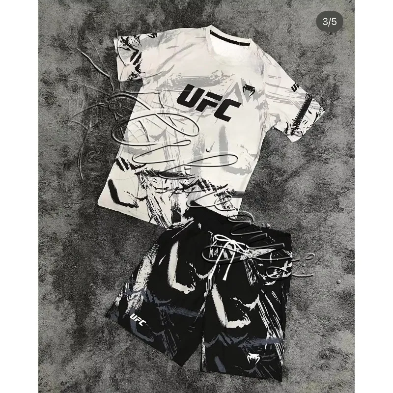 

2026 UFC Boxing and Wrestling Training Team T-shirt Men's Fitness Sweatshirt Outdoor Muay Thai Competition Sportswear Men's Set