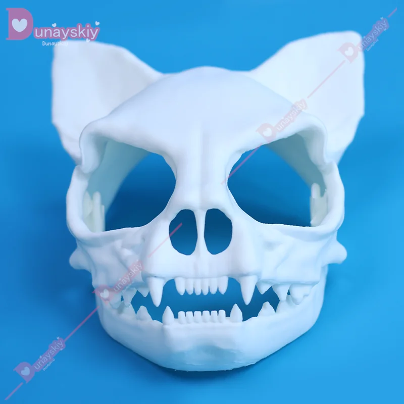 Máscara facial de esqueleto de gato de Anime, máscaras de esqueleto de Animal, disfraz de Cosplay de garra Unisex, accesorios de fiesta de Carnaval de Halloween, tasador