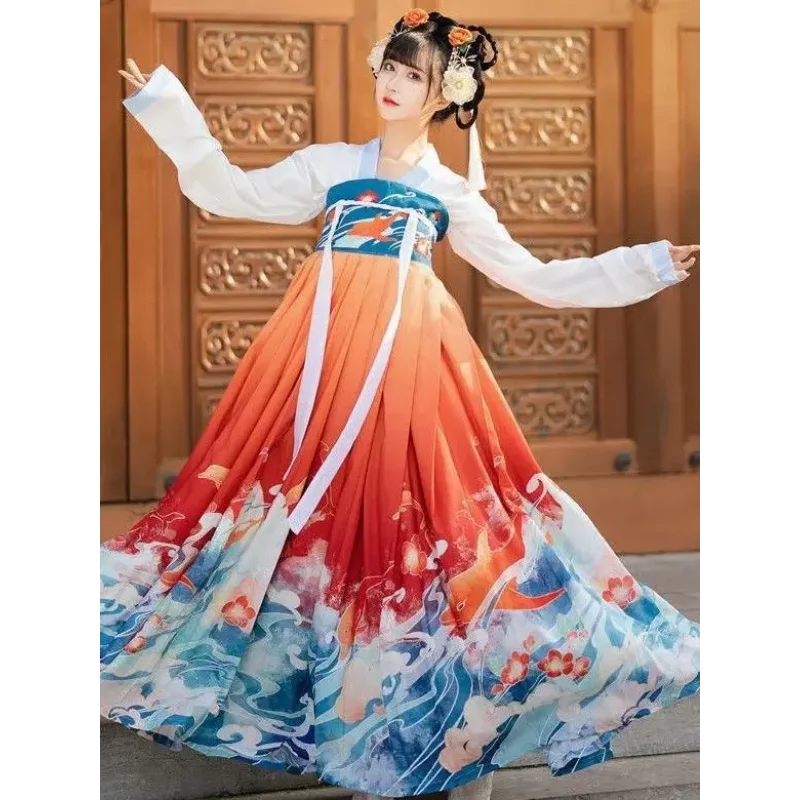 Hanfu Dress Women Ancient Chinese Traditional Embroidery Horse-face Skirt Female Fairy Cosplay Costume Summer Dress for Women