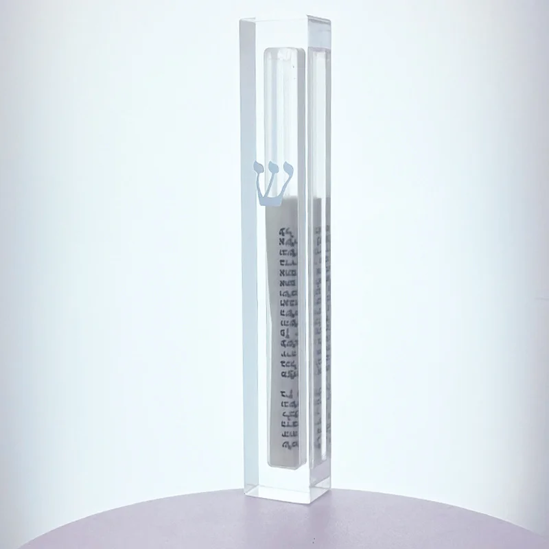 Transparent Plastic Doorpost Holy Scroll Box with Text in Silver Color. Suitable for 5.11-inch 13-centimeter doorpost scro