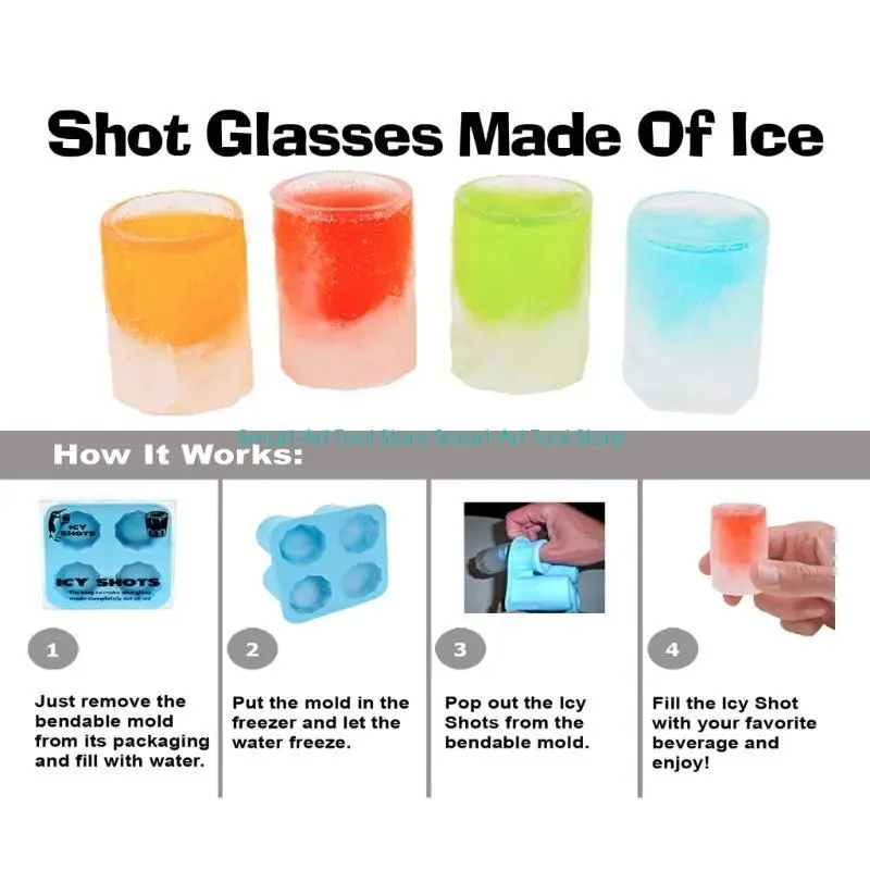 E1PB Household Ice-Cubes Mold Summer Glass-Shooter Diy Cup Trays Mold Shot Glass Mold