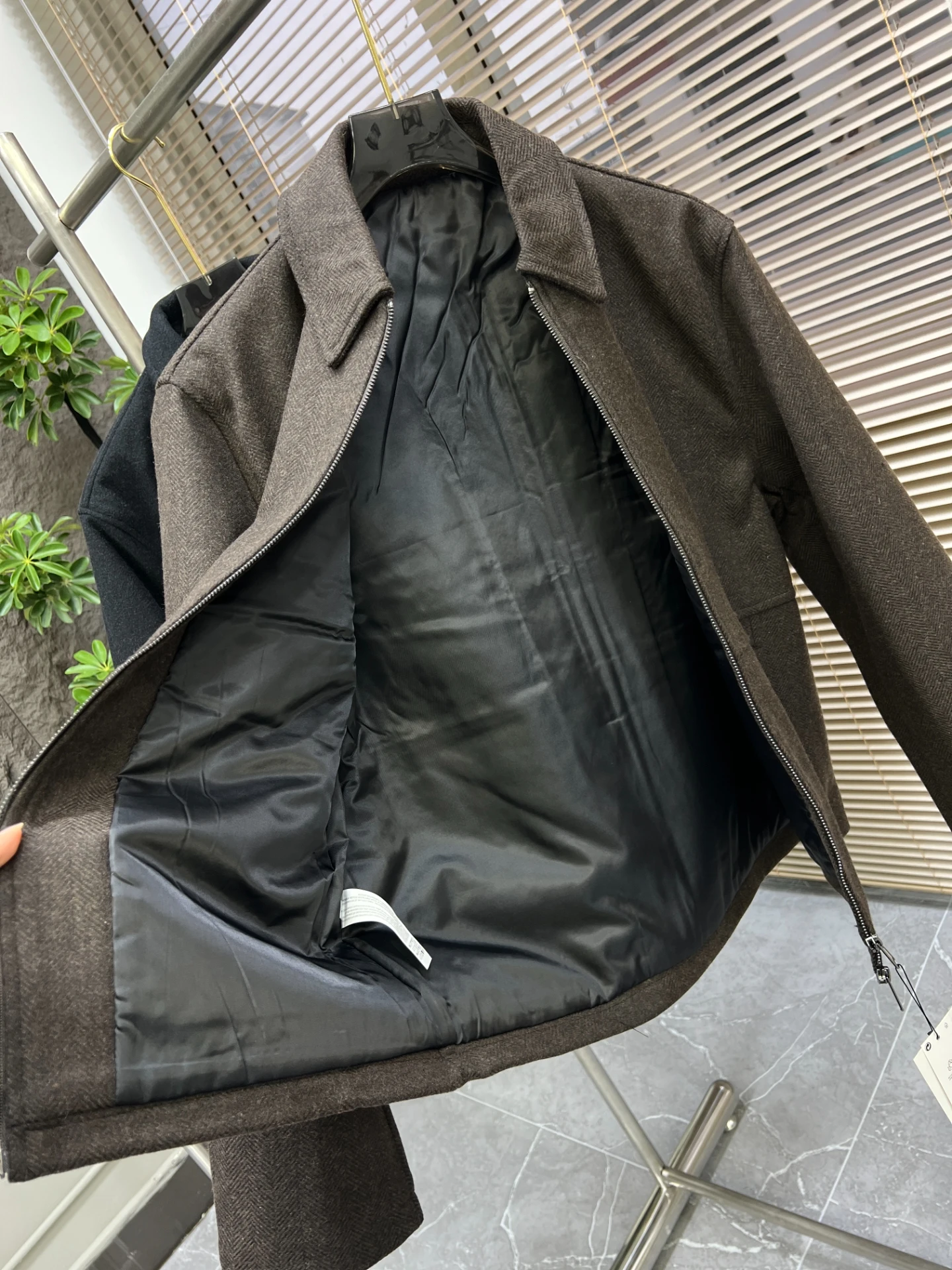 

Men's Wool Blend Cotton Jaet Commute Versatile Autumn Winter Lightweight Busin Zipper Texture Coat Stand Fit Long Sve